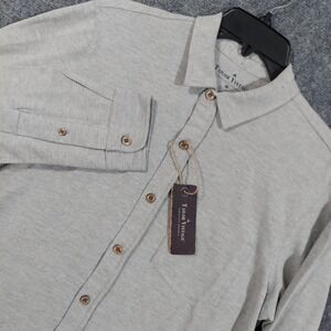 Tailor Vintage Shirt Mens Medium Gray Heather Long Sleeve Button Up Stretch
